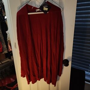 Red long sleeve cardigan